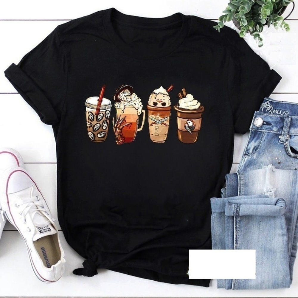 Halloween Horror Coffee Movie Lover Spooky Season T-Shirt
